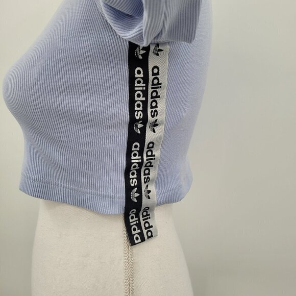 Adidas Originals Reveal Your Voice Ribbed Logo Tape Crop Top - Picture 5 of 10